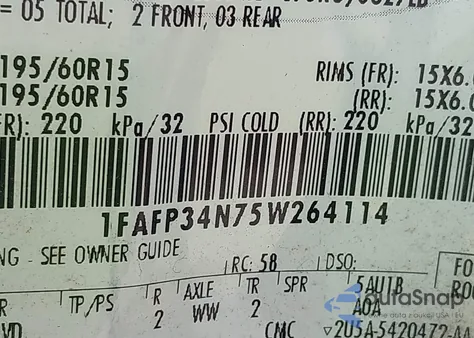 2005 Ford Focus Zx4 from USA, damaged, VIN 1FAFP34N75W264114